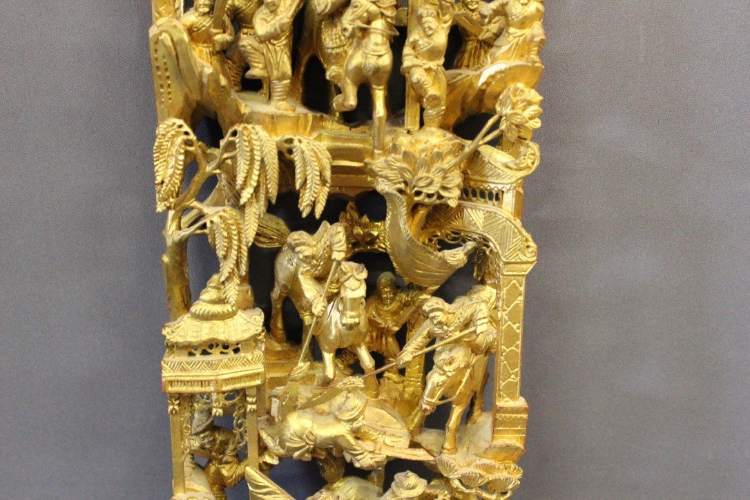 High Relief In Carved And Gilded Wood China XX-photo-2
