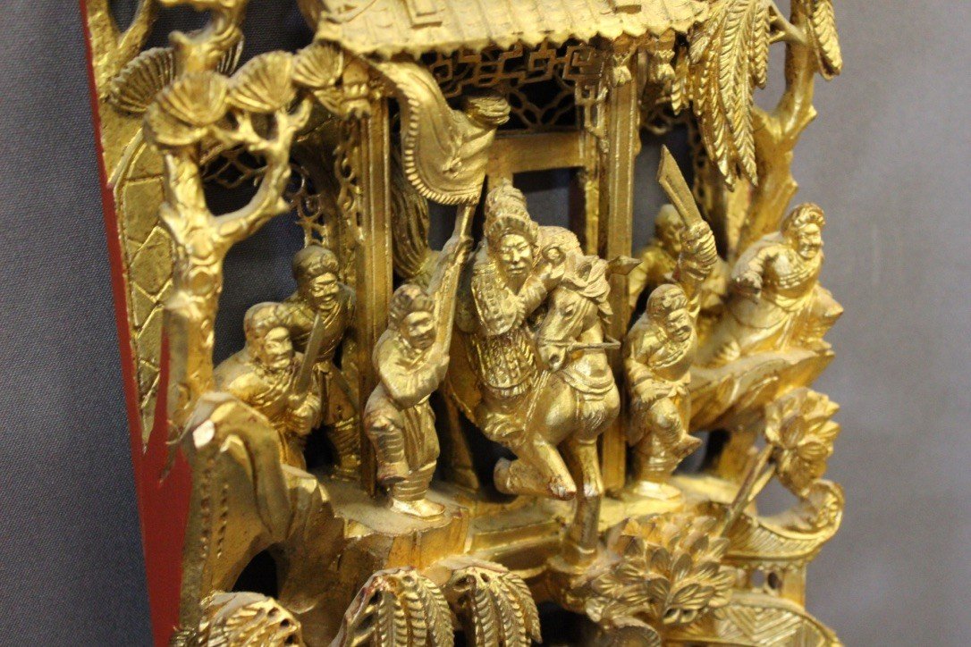 High Relief In Carved And Gilded Wood China XX-photo-1
