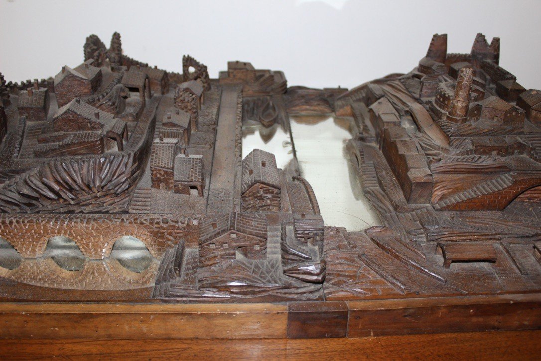 Maquette De Village En Noyer XIX-photo-3