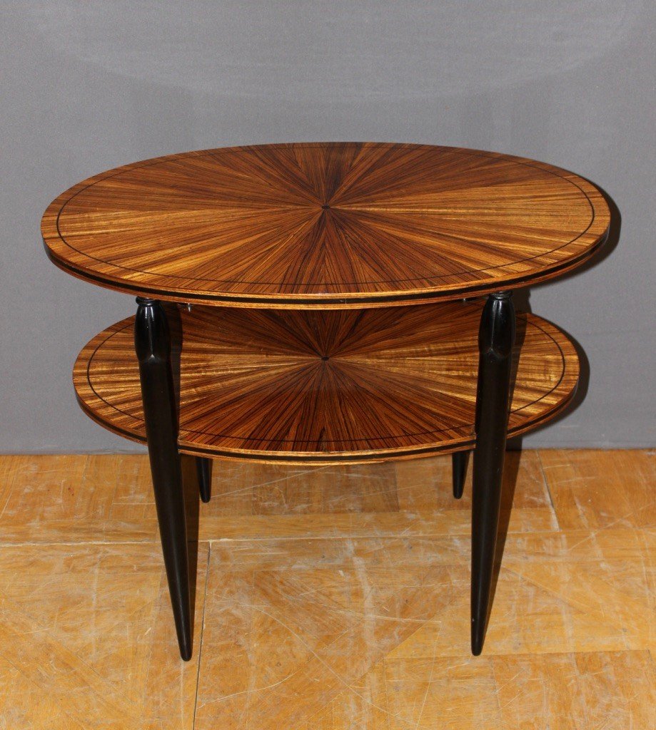 Art Deco Period Pedestal Table In Rosewood And Black Lacquer Around 1925-photo-2