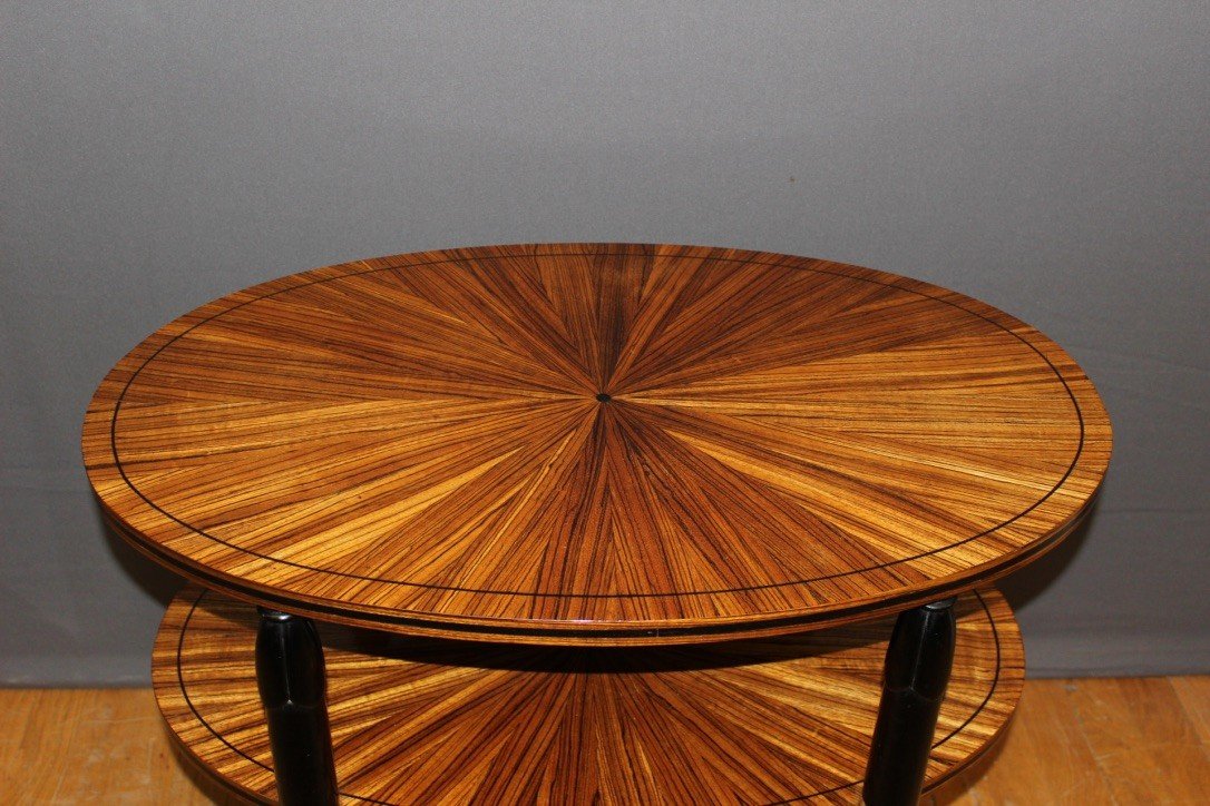 Art Deco Period Pedestal Table In Rosewood And Black Lacquer Around 1925-photo-3
