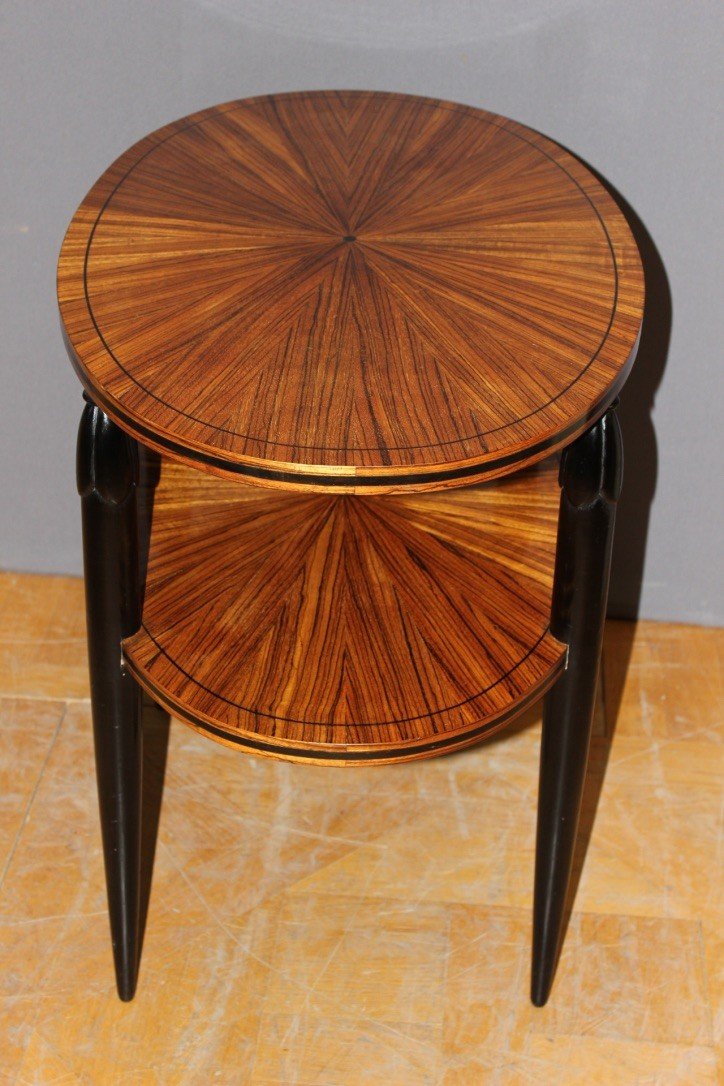 Art Deco Period Pedestal Table In Rosewood And Black Lacquer Around 1925-photo-3