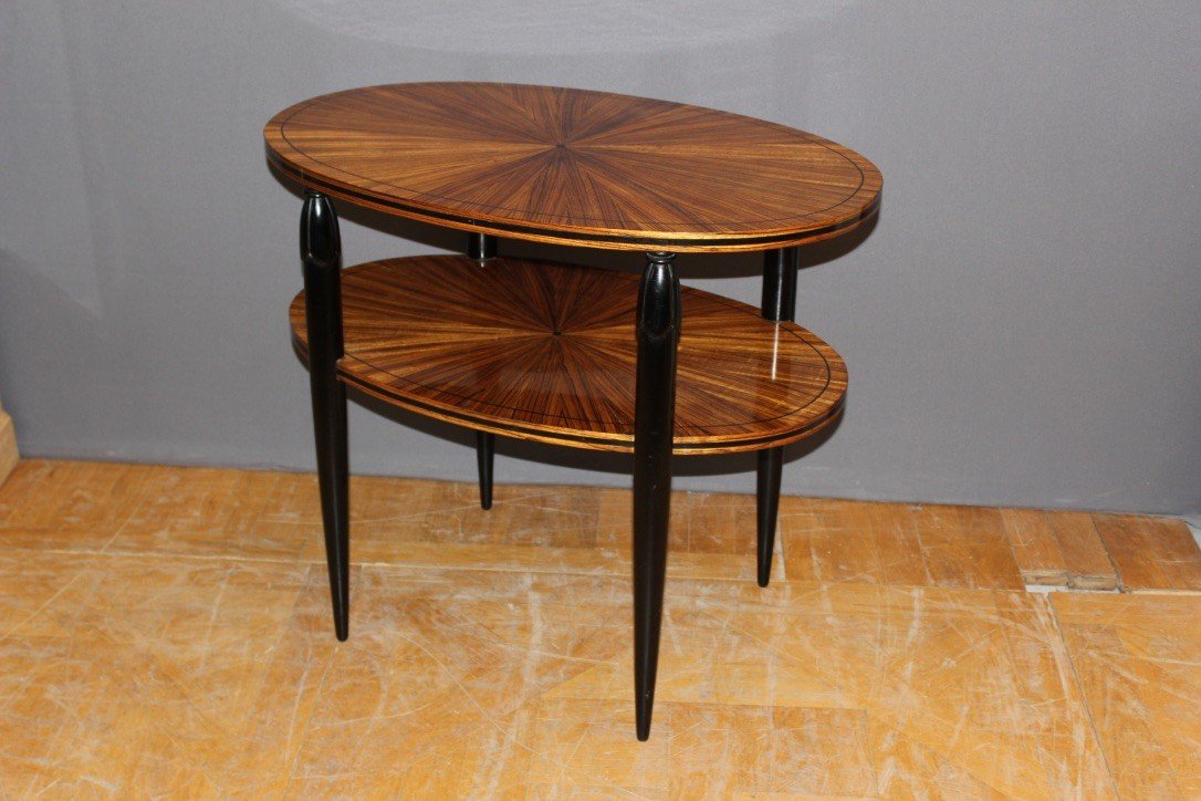 Art Deco Period Pedestal Table In Rosewood And Black Lacquer Around 1925-photo-4