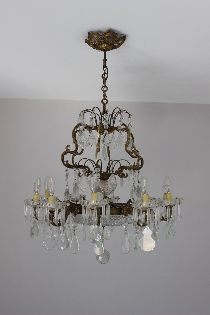 Louis XV Style Bronze And Crystal Chandelier-photo-4