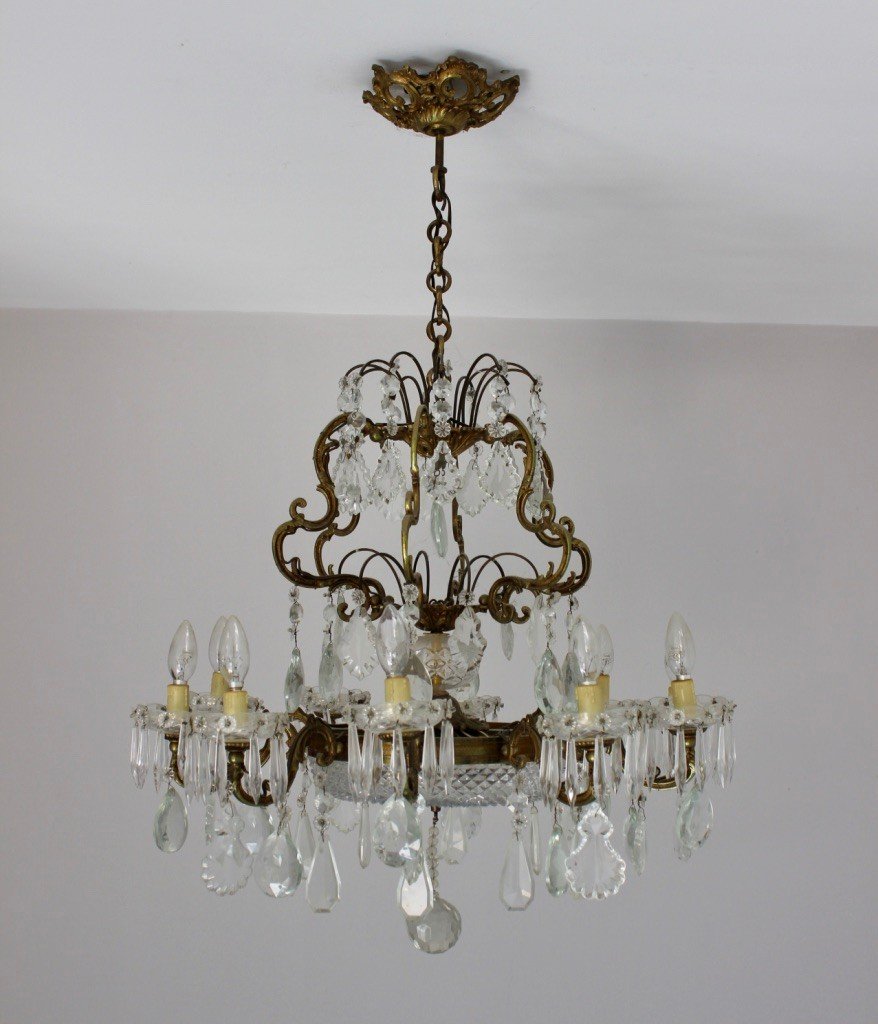 Louis XV Style Bronze And Crystal Chandelier-photo-7