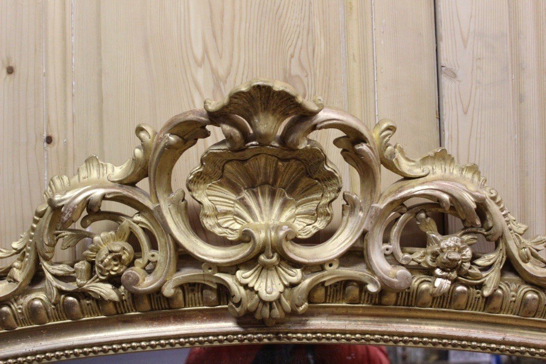 Miroir De Style Louis XV En Bois Et Stuc Doré XIX-photo-5