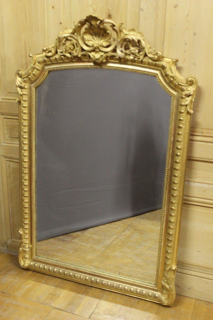 Louis XV Style Mirror In Wood And Golden Stucco XIX-photo-6