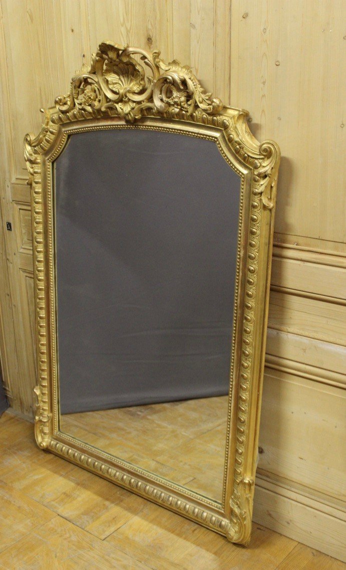 Louis XV Style Mirror In Wood And Golden Stucco XIX-photo-7