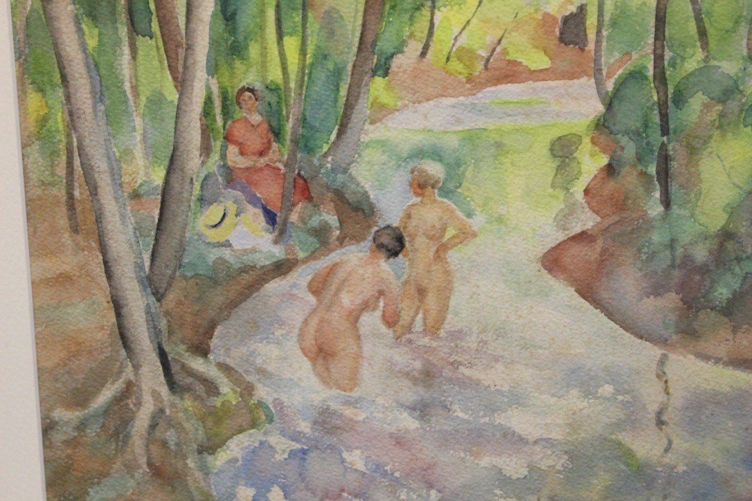 Watercolor Woman In The River By Miron Duda-photo-3