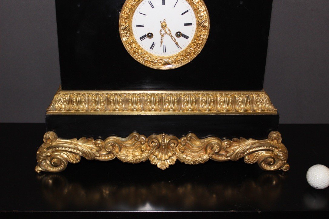 Restoration Period Clock With The Lion Of Venice In Marble And Gilt Bronze-photo-4