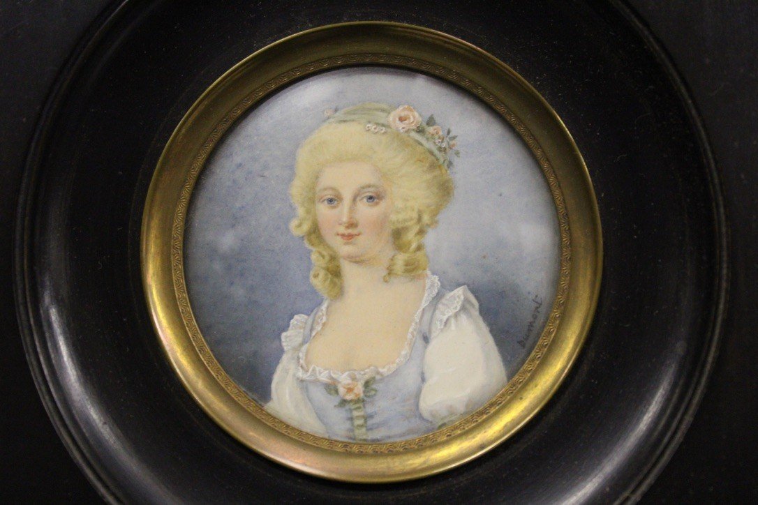 Miniature On Ivory Portrait Of Woman By Dumont-photo-1