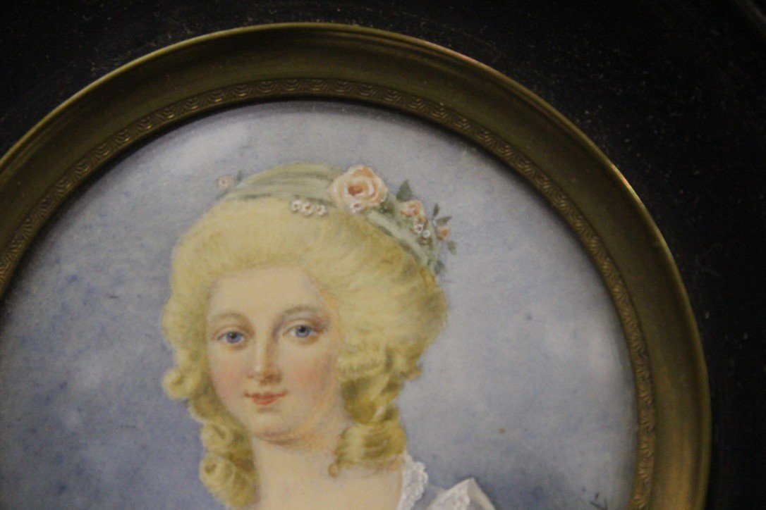 Miniature On Ivory Portrait Of Woman By Dumont-photo-5