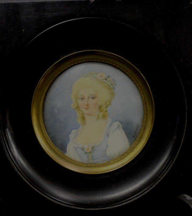 Miniature On Ivory Portrait Of Woman By Dumont
