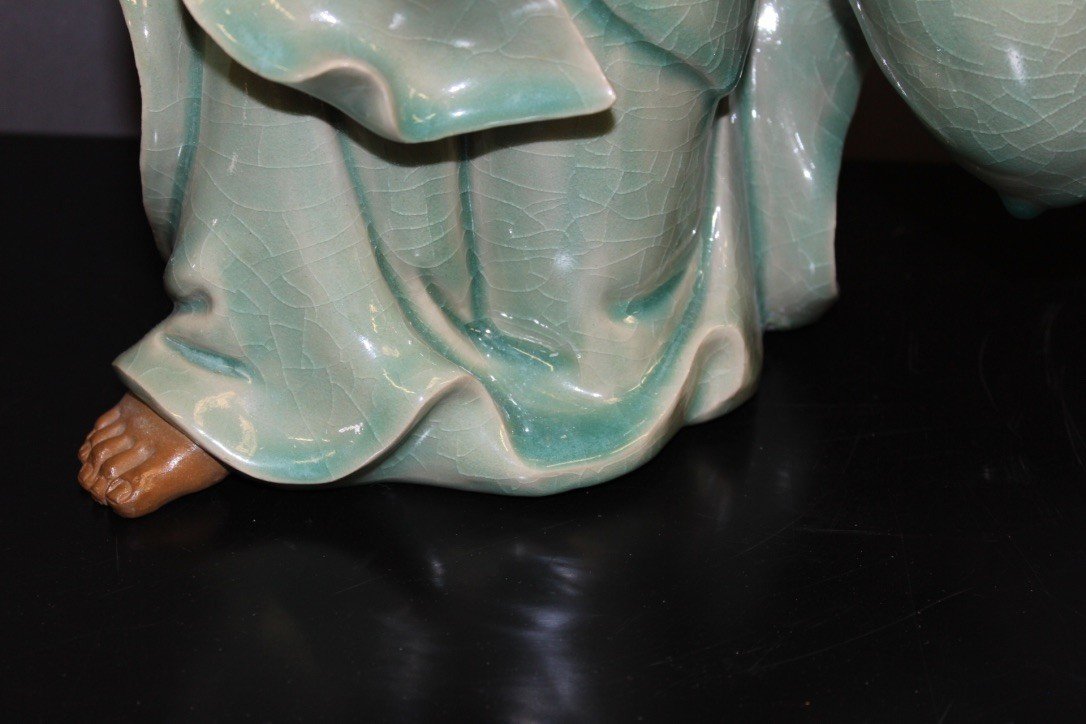 Polychrome Ceramic Representing A Chinese Vagabond Circa 1940-photo-5