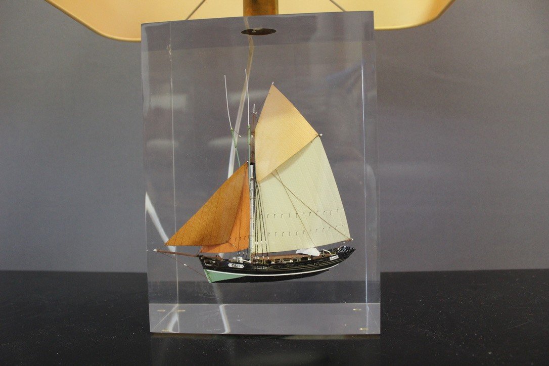 Plexiglas Lamp Boat Inclusion Circa 1980-photo-4