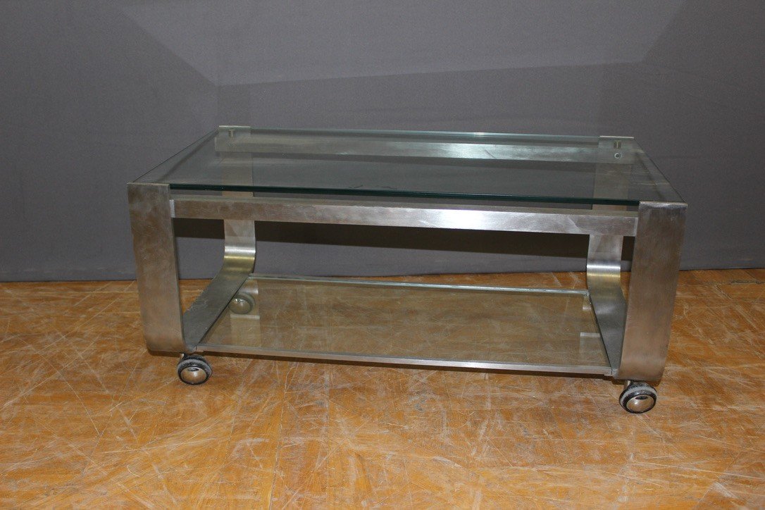 Coffee Table With Two Trays Circa 1970-photo-4