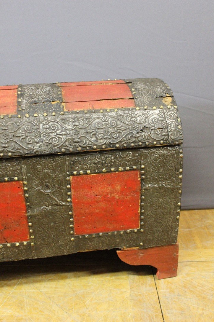 Chest In Hammered Iron And Fir Early XVIII-photo-7