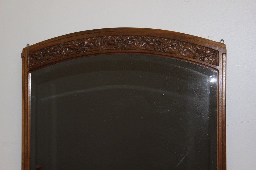 Art Nouveau Mirror Decorated With Holly Leaves Circa 1900-photo-3