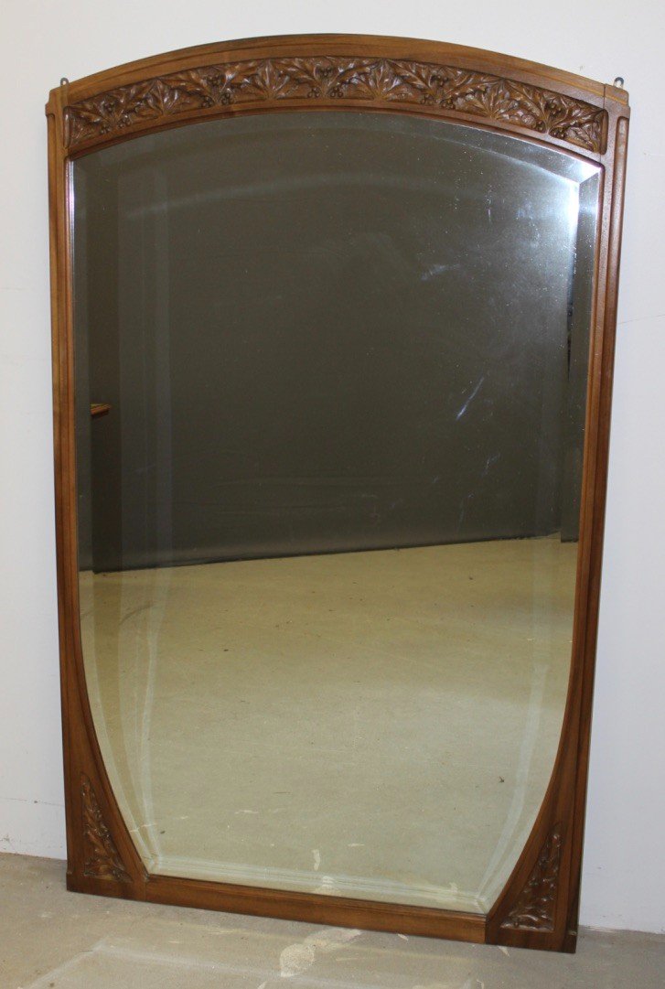 Art Nouveau Mirror Decorated With Holly Leaves Circa 1900