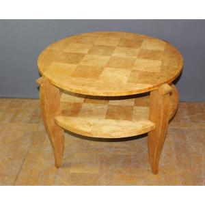 Art Deco Period Pedestal Table In Norwegian Birch With Two Trays Circa 1930