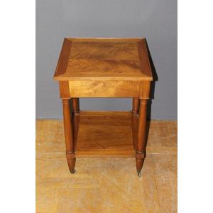 Square Pedestal Table With Two Trays In Walnut XIX