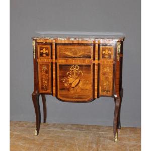 Furniture Between Two Louis XV Style In Marquetry Around 1880