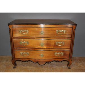Louis XV Curved Commode In Blond Walnut XVIII