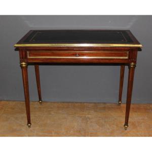 Louis XVI Style Desk In Mahogany And Brass Late 19th Century