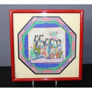 Painting Representing A Group Of Chinese Women, Canton Late 19th