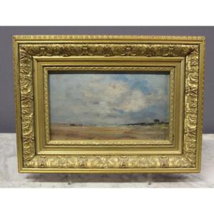 Huile Sur Bois , Paysage De Plage Par Dupuy 