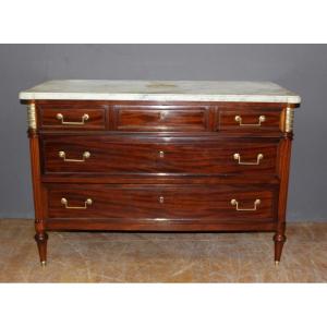 Louis XVI Period Commode In Mahogany Late 18th Century