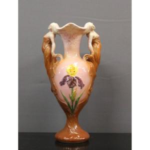 Vase Art Nouveau Décor De Femmes Par Delphin Massier