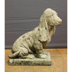 Cement Dog Representing A Basset Circa 1930