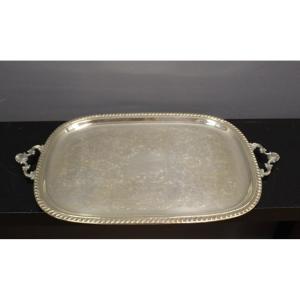 Silver Metal Serving Tray Circa 1950