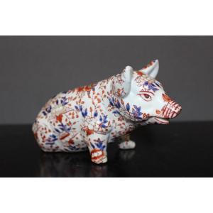 Cochon En Porcelaine Imari , Japon , Fin XIX 