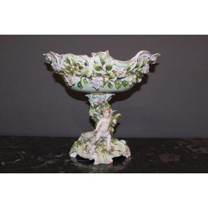 Porcelain Cup Decorated With Cherub And Flowers Circa 1900