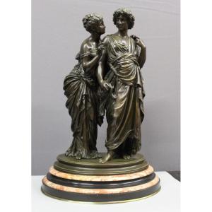 Bronze Orpheus And Eurydice After Hippolyte Moreau Late 19th Century