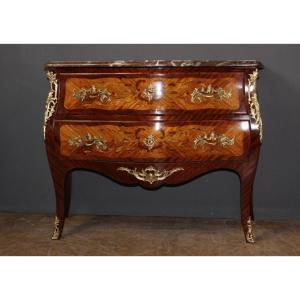 Louis XV Style Commode In Flower Marquetry 