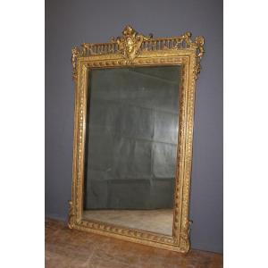 Napoleon III Period Mirror In Gilded Stucco 19th Century