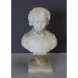 Buste d'un Jeune Garçon du XVIII en Albâtre 