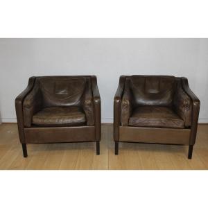 Paire de fauteuils en cuir par Borge Mogensen vers 1970