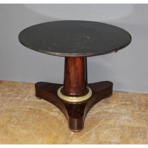 Empire Period Pedestal Table In Mahogany And Gilded Bronze 19th Century