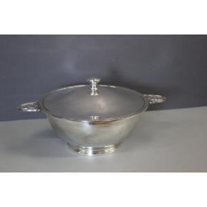 Silver-plated Metal Soup Tureen With A Marine Anchor 