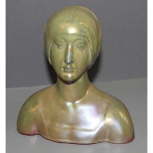 Buste de femme par Delphin Massier vers 1900