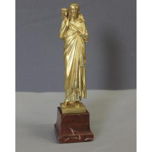 Sculpture du Christ Bon Pasteur en Bronze Doré vers 1900