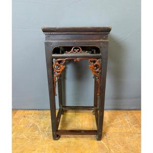 Chinese Sellette In Lacquered Wood, Late 19th Century