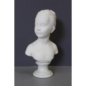 Buste de jeune Femme , Marie Louise Brongniart , en Marbre de Carrare vers 1900