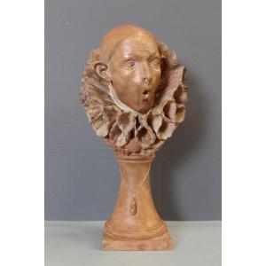 "pierrot Etonné," A Terracotta Sculpture By A. Rolle, Circa 1900