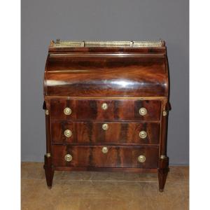Commode Secrétaire à Cylindre en Acajou XIX