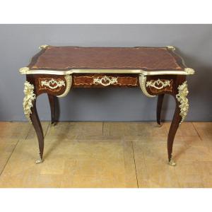 Bureau Louis XV en Marqueterie et Bronze d'époque XIX